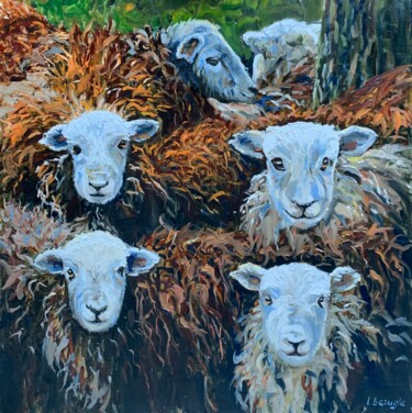 Картина под названием "Грузинские овечки" - Lyudmila Bezuglaya, Подлинное произведение искусства, Масло Установлен на Деревя…