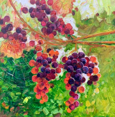 Картина под названием "Виноградный сок" - Lyudmila Bezuglaya, Подлинное произведение искусства, Масло Установлен на Деревянн…
