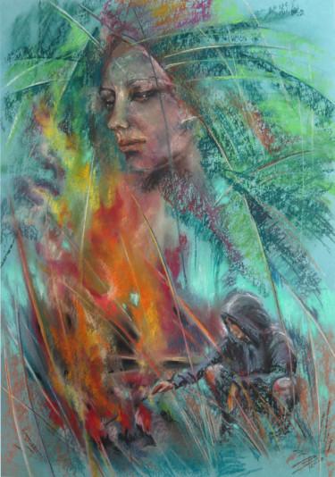 Pittura intitolato "Fire" da Lyudmila Chupina, Opera d'arte originale, Pastello