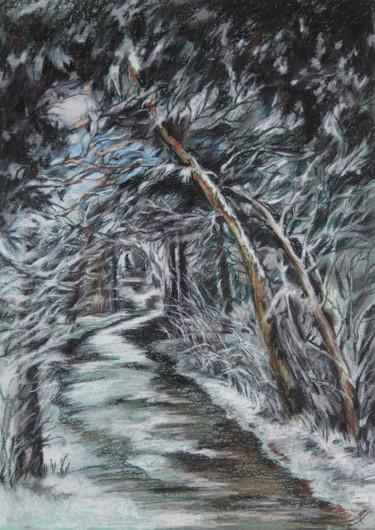 Картина под названием "The unknown is in t…" - Lyudmila Chupina, Подлинное произведение искусства, Пастель