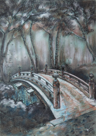 Картина под названием "The bridge into the…" - Lyudmila Chupina, Подлинное произведение искусства, Пастель