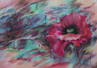 Painting titled "Movement in a scarl…" by Lyudmila Chupina, Original Artwork, Pastel