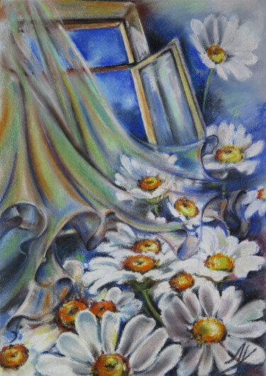 Malerei mit dem Titel "Open window" von Lyudmila Chupina, Original-Kunstwerk, Pastell