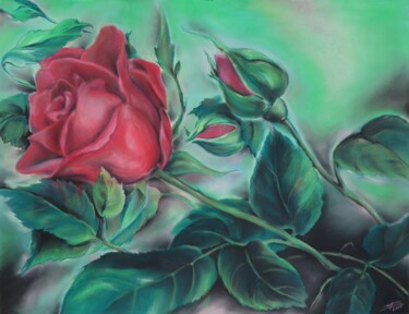 Ζωγραφική με τίτλο "Rose" από Lyudmila Chupina, Αυθεντικά έργα τέχνης, Παστέλ