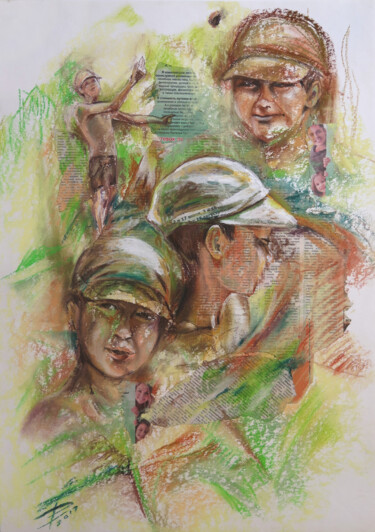 Dibujo titulada "Boy" por Lyudmila Chupina, Obra de arte original, Pastel