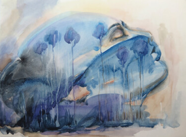 Pittura intitolato "Mountain profile" da Lyudmila Chupina, Opera d'arte originale, Acquarello