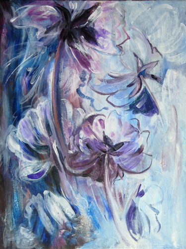 Картина под названием "Just flowers" - Lyudmila Chupina, Подлинное произведение искусства, Акрил