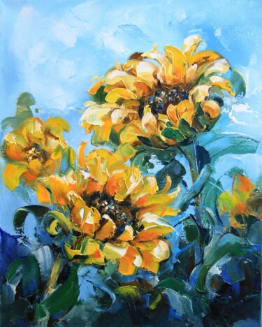 Pittura intitolato "Sunflowers picture…" da Lyudmila Knyazeva, Opera d'arte originale, Olio
