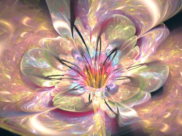 Digital Arts titled "Pink flower abstrac…" by Lyudmila Knyazeva, Original Artwork, Digital Painting