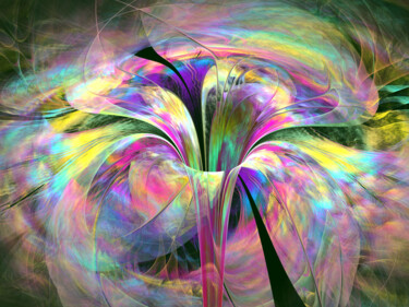 Digital Arts titled "Rainbow flower abst…" by Lyudmila Knyazeva, Original Artwork, Digital Painting