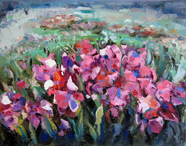 Painting titled "Painting Blooming f…" by Lyudmila Knyazeva, Original Artwork, Oil