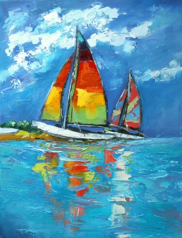 Картина под названием "Seascape paintings…" - Lyudmila Knyazeva, Подлинное произведение искусства, Масло Установлен на Дерев…