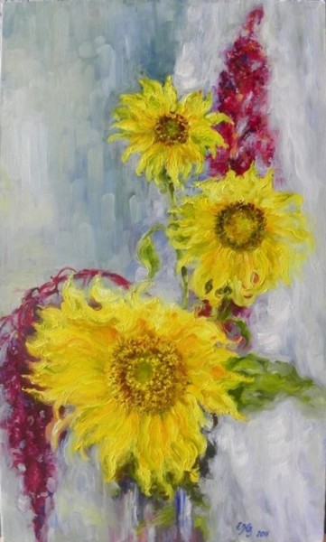 Картина под названием "Цветы солнца" - Захарова Елена Юрьевна, Подлинное произведение искусства