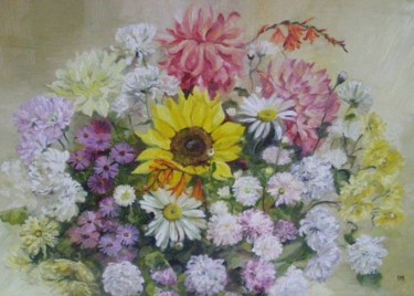 Картина под названием "Солнечный цветок" - Захарова Елена Юрьевна, Подлинное произведение искусства