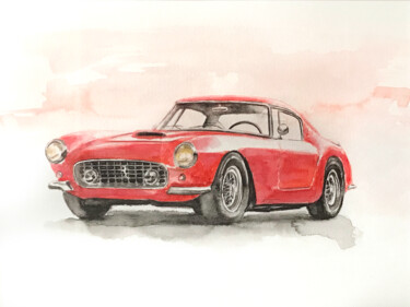 Zeichnungen mit dem Titel "Ferrari 250GT" von Luka Zlatkovic, Original-Kunstwerk, Aquarell