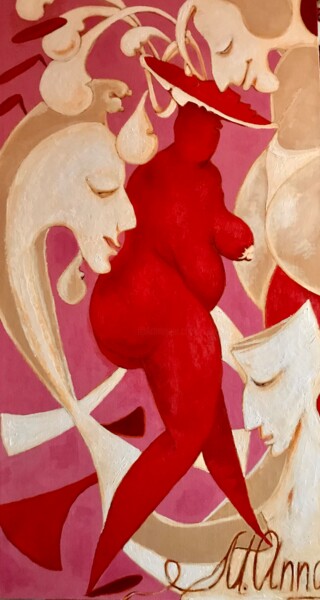 Картина под названием "Влюбленные" - M.Anna, Подлинное произведение искусства, Масло