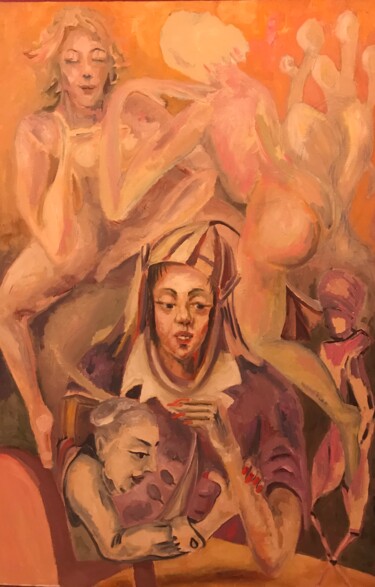 Pittura intitolato "Мысли о сладостных…" da M.Anna, Opera d'arte originale, Olio
