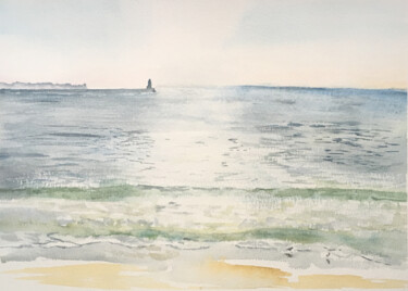 Malerei mit dem Titel "Atlantique Ocean" von M Batté Gauthier (M B), Original-Kunstwerk, Aquarell