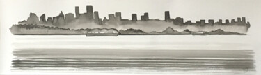 Pittura intitolato "Vancouver Skyline I" da M Batté Gauthier (M B), Opera d'arte originale, Inchiostro