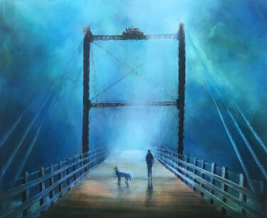 Painting titled "Lilloet Old Bridge" by M Batté Gauthier (M B), Original Artwork, Oil