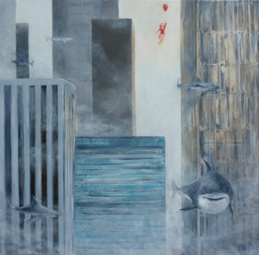 Malarstwo zatytułowany „NY Sharks” autorstwa M Batté Gauthier (M B), Oryginalna praca, Akryl