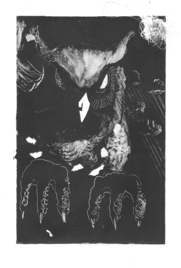 Incisioni, stampe intitolato "Hibouragan" da M Batté Gauthier (M B), Opera d'arte originale, Monotipo