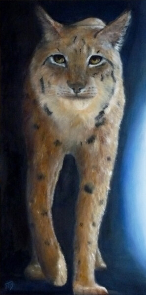 Painting titled "Lynx" by M Batté Gauthier (M B), Original Artwork, Oil