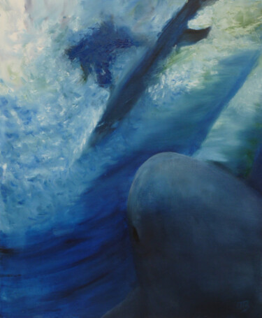 Pintura intitulada "Surf en confiance" por M Batté Gauthier (M B), Obras de arte originais, Óleo