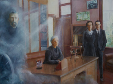 Malerei mit dem Titel "Famille Curie" von M Batté Gauthier (M B), Original-Kunstwerk, Öl