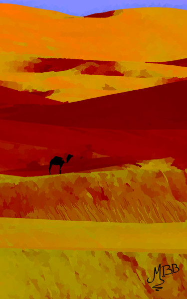 Vaisseau dans le désert Digitale Künste mit dem Titel "Vaisseau dans le dé…" von Michèle Baylet-Brunet, Original-Kunstwerk, Digitale Malerei Auf Alu…