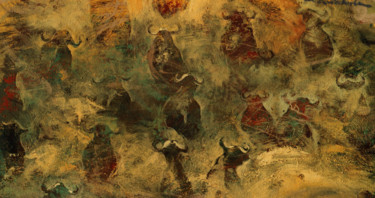 Peinture intitulée "bufali" par Maurizio Cavicchiola, Œuvre d'art originale, Huile