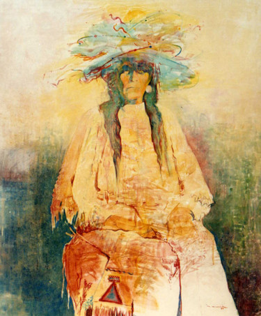 Painting titled "Spirito indiano" by Maurizio Cavicchiola, Original Artwork, Pigments