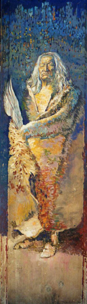 Painting titled "Aquila nera" by Maurizio Cavicchiola, Original Artwork, Oil