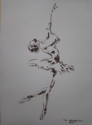 Drawing titled ""Ballerina"" by Maurizio Cavicchiola, Original Artwork, Ink