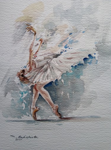 Peinture intitulée ""Danzatrice "" par Maurizio Cavicchiola, Œuvre d'art originale, Aquarelle