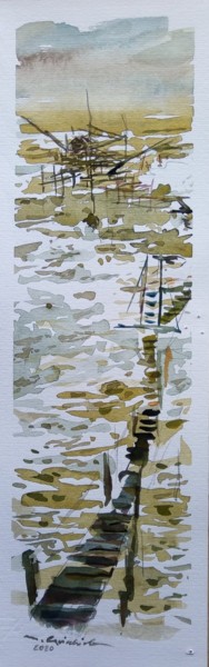 Peinture intitulée ""Trabucco "" par Maurizio Cavicchiola, Œuvre d'art originale, Aquarelle