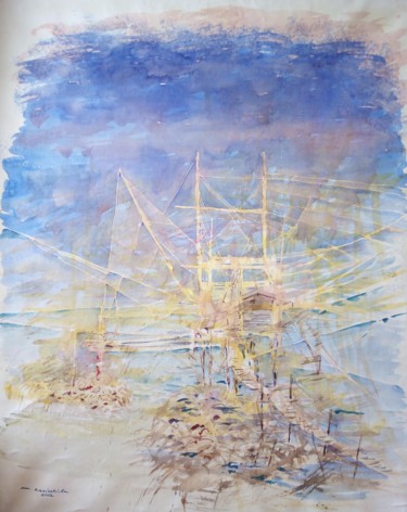 Pittura intitolato "Trabocco 4" da Maurizio Cavicchiola, Opera d'arte originale, Acquarello