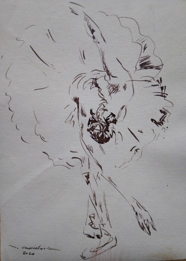 Drawing titled "Inchino" by Maurizio Cavicchiola, Original Artwork, Ink
