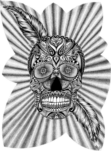 Rysunek zatytułowany „skull” autorstwa Marie Combas, Oryginalna praca, Atrament