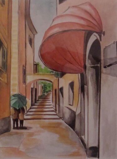 Painting titled "VICOLO di Lerici" by M.D-Agostino, Original Artwork