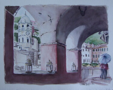 Painting titled "VERNAZZA - acquerel…" by M.D-Agostino, Original Artwork, Watercolor