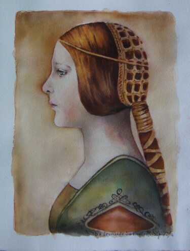 Pintura intitulada "DA: la-bella-princi…" por M.D-Agostino, Obras de arte originais, Aquarela