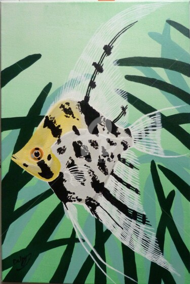Peinture intitulée "Scalaire koi" par Mylène Delpy, Œuvre d'art originale, Acrylique