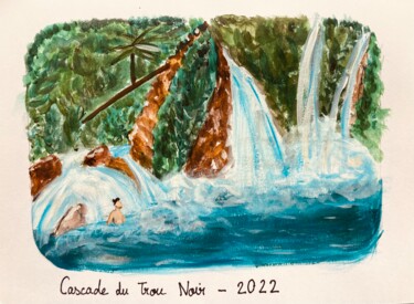 Painting titled "Cascade du Trou Noir" by Marie Duquenne, Original Artwork, Acrylic