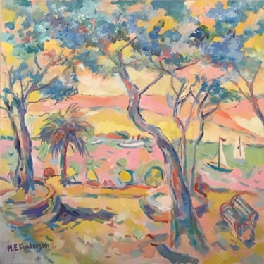 Painting titled "St-Maxime, côte d’A…" by M-E Anderson, Original Artwork, Oil Mounted on Wood Stretcher frame