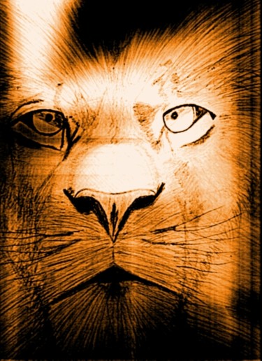 Digitale Kunst mit dem Titel "dark lion in light" von M.E.C, Original-Kunstwerk