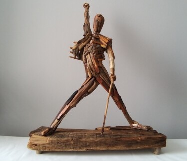 Escultura titulada "Freddie Mercury Yel…" por M. Engin Akabali, Obra de arte original, Madera