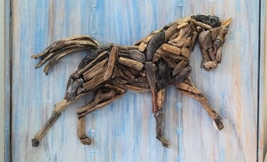 Escultura intitulada "Driftwood Stallion" por M. Engin Akabali, Obras de arte originais, Madeira