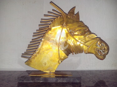 Escultura intitulada "obra de metal cavalo" por M.Gomes, Obras de arte originais, Metais