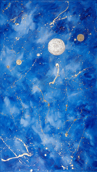 Painting titled "Cosmos unity - gold…" by Mariia Iakovleva, Original Artwork, Oil Mounted on Wood Stretcher frame